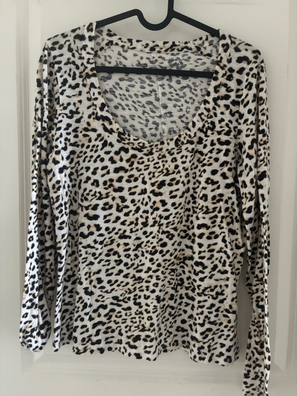 Banana Republic Leopard Print Long Sleeve Top - White, Black, Brown
